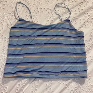 PacSun spaghetti strapped blue and yellow striped crop top
